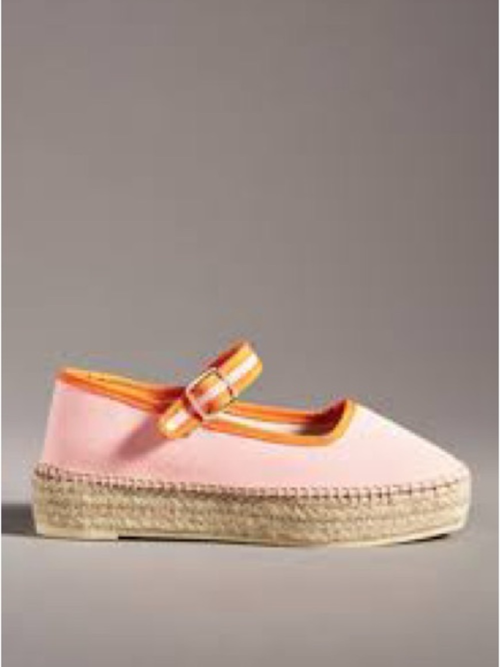 Anthropologie Maeve Espadrille Mary Jane Flats with Orange Trim
